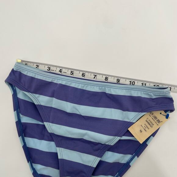 Ralph Lauren Sport Blue Aqua Y2K Wide Stripe Bikini Bottoms Coastal Pool Size 10 - Picture 12 of 13